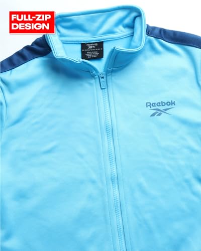 Reebok Agasalho masculino – 3 peças de moletom de tricô com zíper, calça jogger, camiseta – conjunto