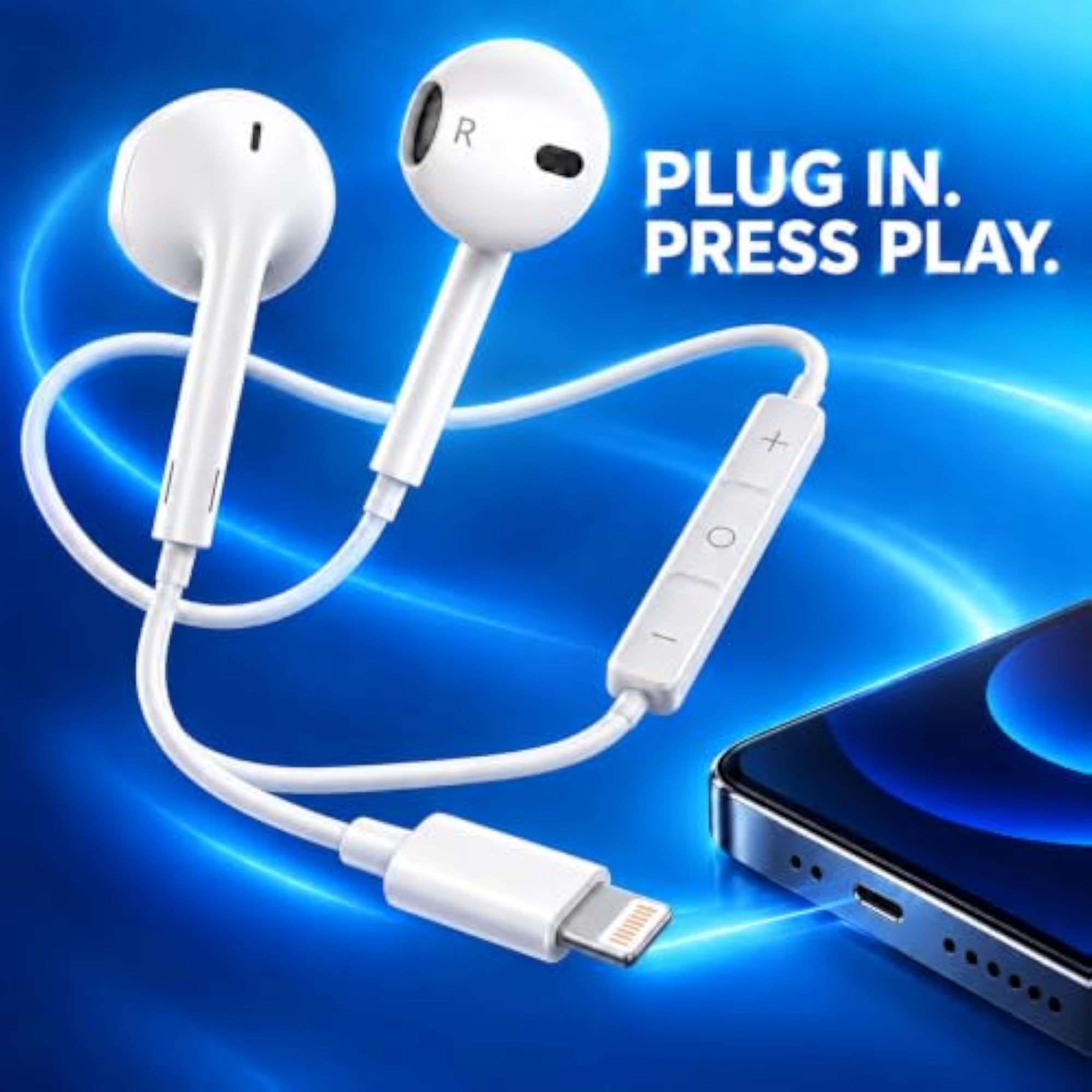 Wired Headphones with Lightning Connector, Built-in Microphone