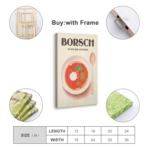 Poster rétro sur toile cuisine Borsch Café déco salon 40x60 cm