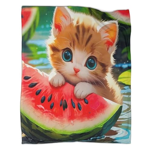 Couverture chat 3D en microfibre plaid lit 127x152cm - 3