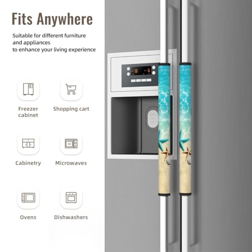 Image of Ocean Starfish Refrigerator Door Handle Covers Set of 2, Neoprene Fridge Door Handle Covers Washable Non-Slip Protector for Fridge Dishwasher Appliance Handle Covers, Keep Your Kitchen Clean