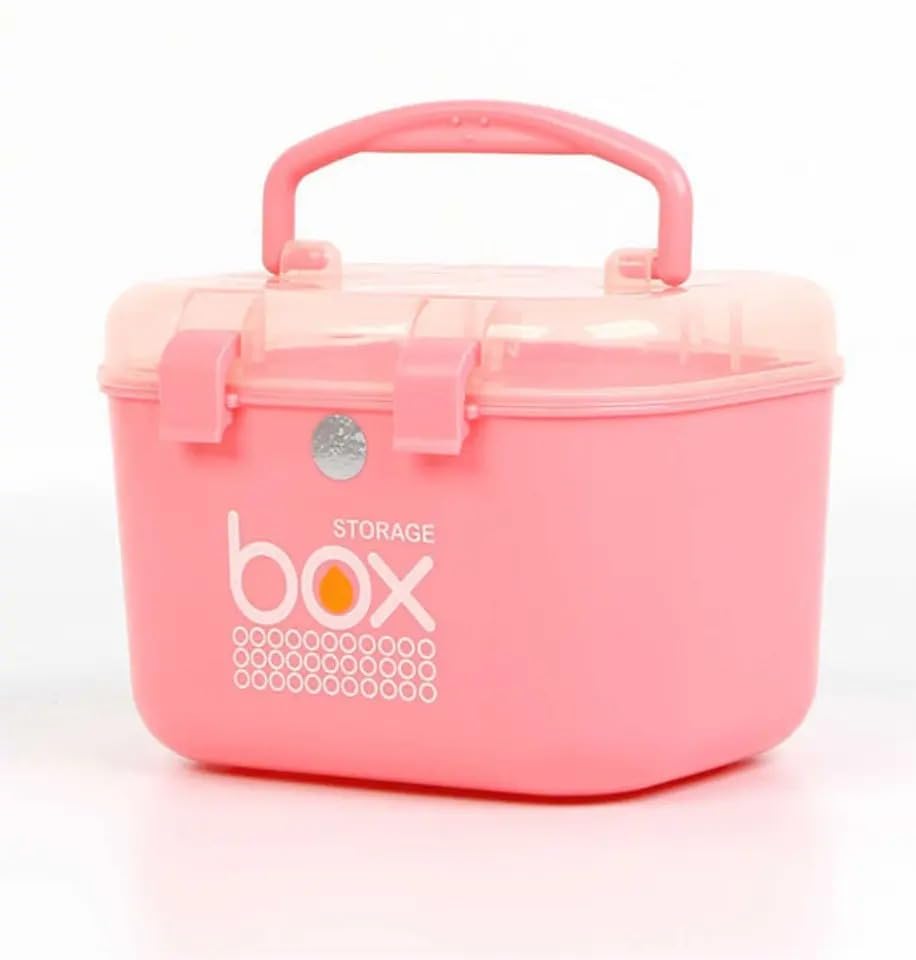 HOMAVA Multipurpose Rectangular Storage Box with Layers, Medicine Pill Organizer First Aid Kit |19.5 x 11 x 11.5 Cm | Pink | Plastic-image-5