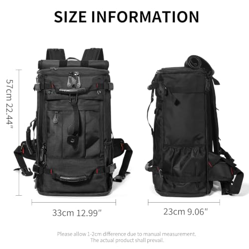 Image of YOUMIAN Large Capacity For Travel Hiking Sports Carry On Backpack Durable Convertible Duffle Bag Laptop airplane (black, 45L-DualMainOpening)