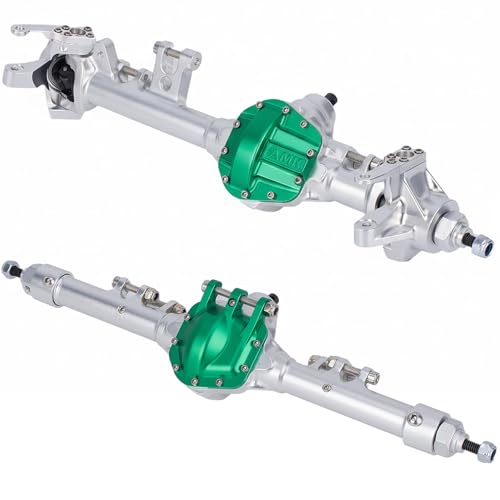 HD44 Axles, 1/10 RC Offset Straight Axles, CNC Aluminum Integrated Front & Rear Axles with High-Strength Steel Gears, for 1/10 RC Crawlers Vanquish VS4-10 & Axial SCX10 II Upgrades (Silvery)
