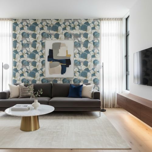Image of Blue & White Floral Wallpaper for Walls | Peel and Stick Self Adhesive Wall Sticker | Waterproof PVC Vinyl Decorative Wall Decor for Home, Living Room, Bedroom & Office (45x300 cm)