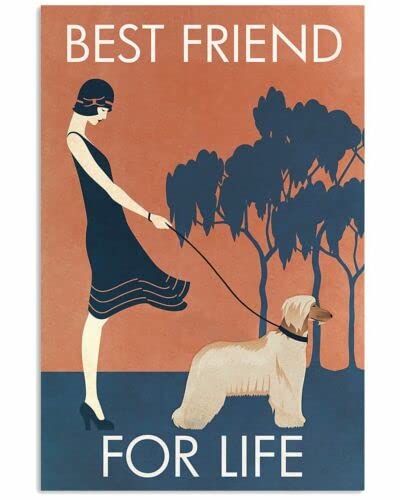 Cpirust Vintage Tin Sign Decor Afghan Hound Best Friend For Life Funny Retro Aluminum Sign For Office Garden Home Decor 8×12 Inches #TOP30
