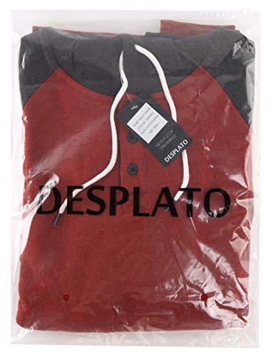 Desplato Men's Casual Active Sports Baseball Fleece Running Hiking Henley Sweatshirt Pullover Hoodies Heather Blue/Navy M #TOP3