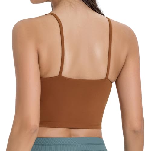 Image of Women's Strappy Stretch Sports Bra Longline Yoga Tank Top Fitness Bra Workout Camisole Crop Tops for Teen Girl