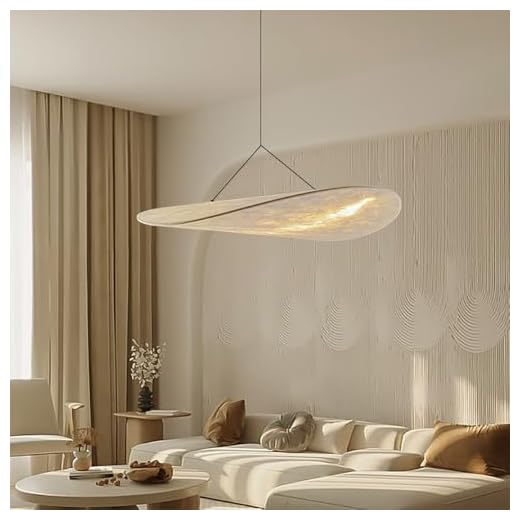JAYMP Wabi Sabi Pendant Light, 19.7 inch Modern Silk Pendant Light for Dining Room Living Room Bedroom, 3000K Warm White Light, Adjustable Cord Hanging Lamp (1 Pack)