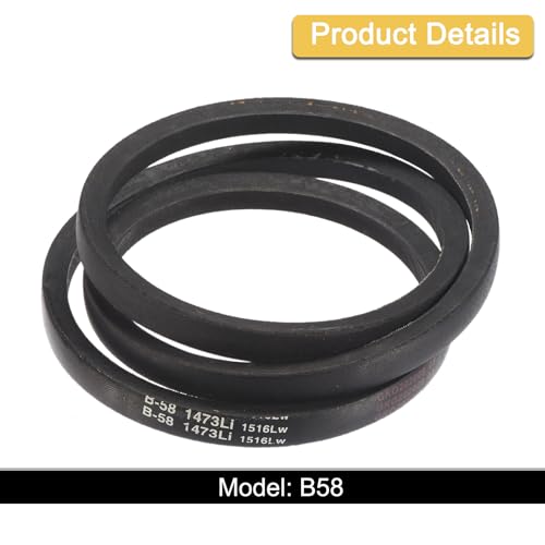 Image of uxcell 3 Pack B58 Classic Wrapped V-Belt, 61 inch Outside Circumference Wrapped Industrial Rubber V-Belt B Profile V-Belt for Industrial Machinery Equipment, Black