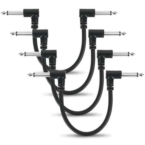 Câble de raccordement pour guitare 6,35mm lot de 4 cordons de 15,2 cm pour pédale effet noir