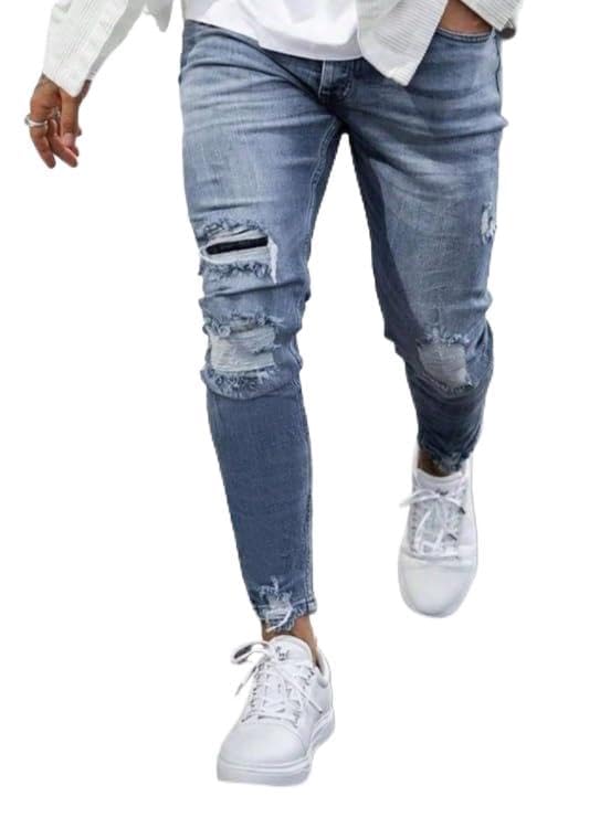 Men's Vintage Skinny American-Style Jeans and Comfortable Wear in Black and Medium Wash