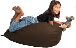 chilly pilley Puf Puf Cojín para Suelo Interior Exterior Piel Sintética para Niños Y Adultos Muchos Colores Y Tamaños para Elegir (85x65. Marrón)