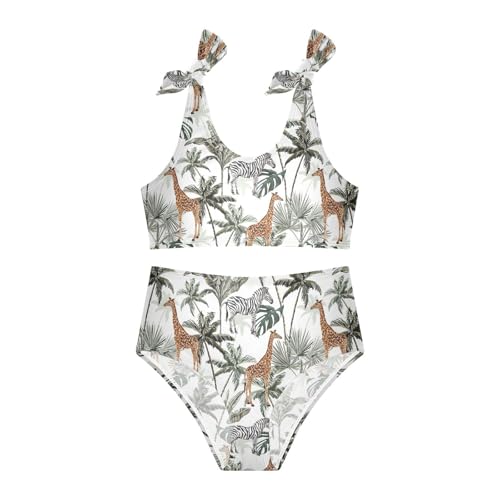 Image of CaTaKu Girls Swimsuits Two Piece Swimwear Cute Bikini Set Tankini Hawaiian Beach Sport Bathing Suit for Girls Size 3-12T