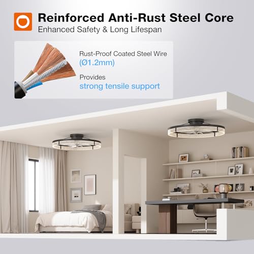 Image of addlon Ceiling Fans with Lights and Remote, 24'' Low Profile Ceiling Fans, 3000-6000K Dimmable Modern Flush Mount LED Fan Light, Fandelier Ceiling Fan for Bedroom, Kitchen, Living Room, Black