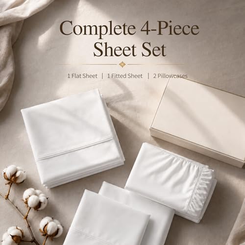 Image of MEISHANG 1000TC Egyptian Cotton Sheets King, 16 inch Deep Pocket | 1000TC Egyptian Cotton Sheets, Sateen Weave, Ultra Soft & Breathable, OEKO-TEX Certified