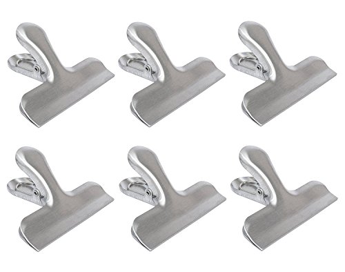 Chip Bag Clip - Stainless Steel Bag Clips,Large and Durable with 3-inches Wide,Great for Air Tight Seal Grip on Coffee & Food Bags, Kitchen Home Usage,Pack of 6