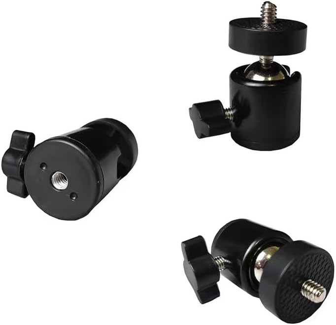 Paquete de 3 mini cabeza esférica de 14 pulgadas con tornillo giratorio para trípode de 360 grados, adaptador de base giratoria de 360 grados,