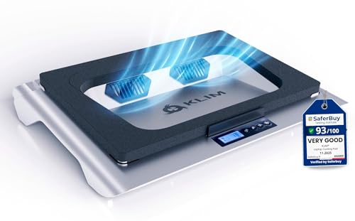 KLIM Everest Laptop Cooling Pad | Powerful 4300 RPM Turbo Fans | Sealed Foam for Maximum Cooling | Protect Your Gaming Laptop from Overheating | Fits 14” to 17.3” Laptops | RGB Lights by KLIM - Used condition - US$39.97