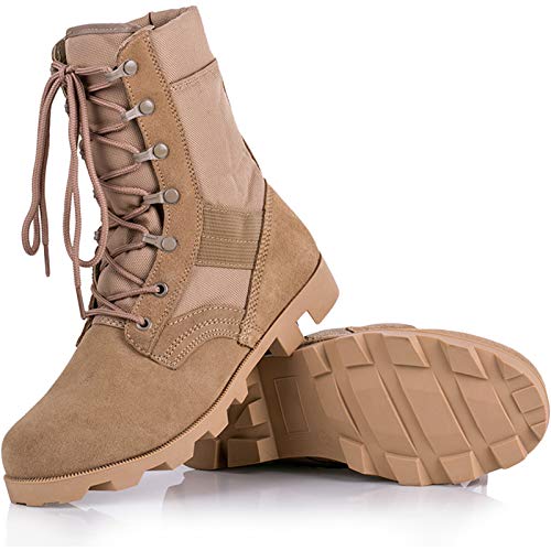 QAXZESA de los hombres Ultraligero Respirable Militar Botas Exterior Desierto botines tácticos Botas de combate Bota de patrulla del ejército Zapatos de policía de seguridad,Sand color-43