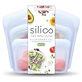 Silics® Wiederverwendbare Gefrierbeutel (3er-Set) Sky Blue - Silikonbeutel für Lebensmittel, Spülmaschinenfest, Sous Vide und Mikrowellengeeignet