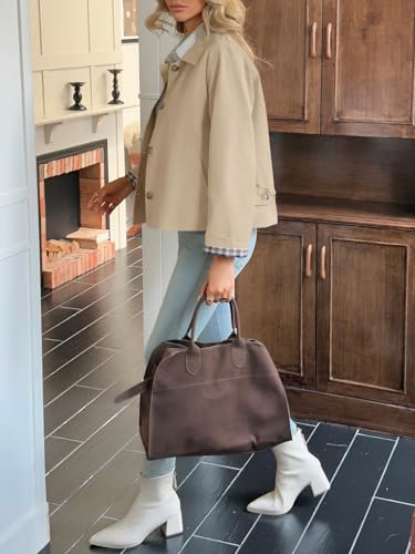 Image of Tankaneo Womens Cropped Trench Coat Lightweight Single Breasted Jacket Fall Windbreaker Fashion Outerwear
