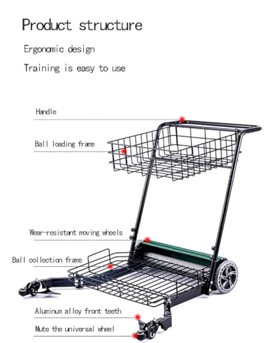 Raccoglitore automatico di palline da tennis, efficiente, con manico, può contenere 290 palline, ideale per la manutenzione di campi e palestre