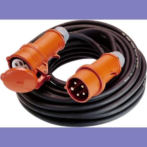 as - Schwabe Starkstrom Verlängerungskabel 25 m H07RN-F 5G4 - CEE Phasenwendestecker - 400V/32A/ca. 22kW - 5-polige, robuste CEE Verlängerung für Außenbereich - IP44 - Made in Germany, 60518