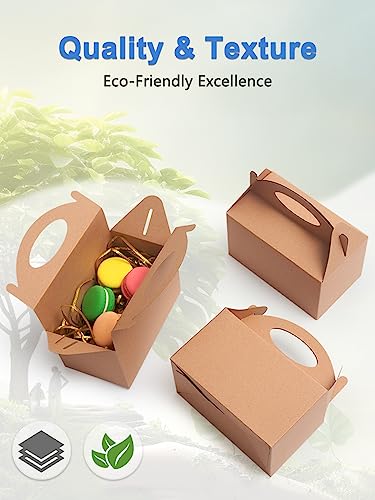 Shallive Brown Party Treat Boxes 30 Pcs Candy Gift Bags Diy Party Favor Bags 6X3.5X3.5 Gable Goodies Boxes Snack Cardboard Box For Kids Birthday Baby Shower Wedding Party Supplies Decoration #TOP4