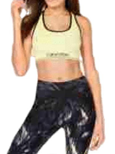 Calvin Klein Reversible Racerback Medium-Impact Sports Bra Lemon Chrome Small