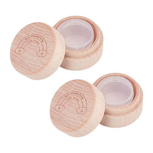 UNICRAFTALE Small Cremation Urn 5.1x3.55cm Prints Pet Ashes with Acrylic Box Wooden Memorial Ashes Holder with Rainbow Pattern Mini Keepsake Ash Container for Ash