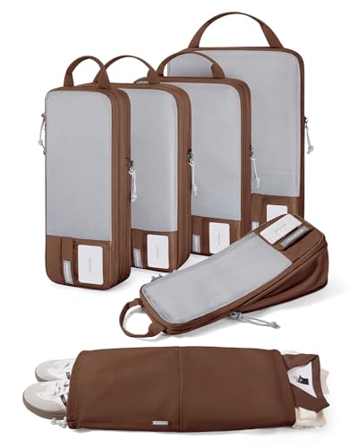 BAGSMART 6 Set Compression Packing Cubes for Travel, Lightweight Luggage Organizer Bags, Durable Space Saver Bags Travel Essentials