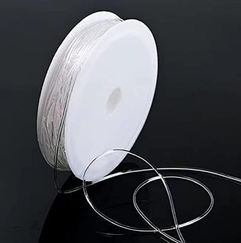 Image of Crafts Stretchy Clear White Elastic String Cord for Thread, Cord Necklace Jewelry Making Bracelet Beads Thread Making Invisible Thread Decoration(0.8mm) Each 10mm (Pack of 1)