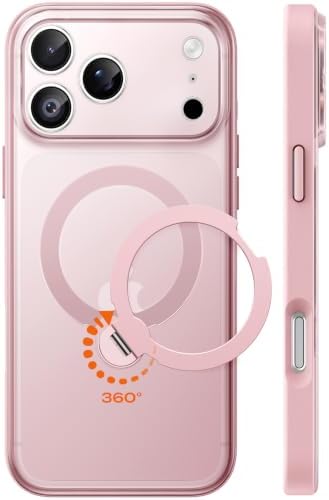 TOCOL für iPhone 18 Pro Max Hülle mit Ständer, 360° Drehbarem, Rosa | Kompatibel mit MagSafe, Vollständiger Kameraschutz Handyhülle, Militärschutz Stoßfest Kratzfest Haltbarkeit Ca