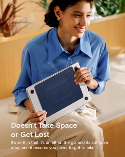 Image of MOFT Laptop Stand, Adhesive Laptop Riser with 2 Adjustable Viewing Angles, Foldable Computer Stand Compatible with MacBook Air, Pro 11 inch-16 inch,Light Navy Blue