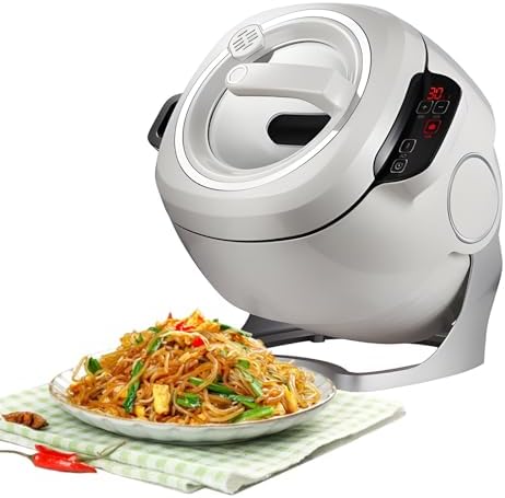 6L Automatic Cooking Wok, Smart Touch Control, 360° Rotation with 3D Heating, 3 Speed Gears