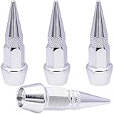 MEAJOO 4PCS Spiked Style Tire Valve Stem Caps, Universal Aluminium Alloy Dustproof Tire Valve Stem Covers for Cars, SUV, Trucks, Bikes, Motorcycles, Bicycles(Silver)