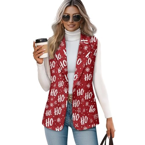 Women's Sleeveless Blazers Vests Casual Loose Fit Lapel Single Button Lightweight Jackets Size S-5XL