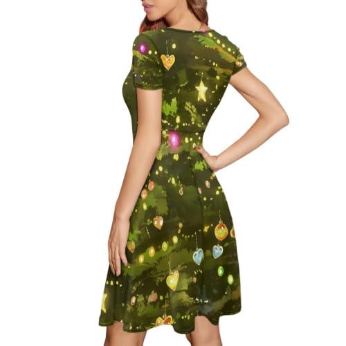 Image of Irisjudy T Shirt Dress for Women Short Sleeve Girls Short Sleeve Dress Plus Size, O Neck Knee Length Midi Dress for Ladies