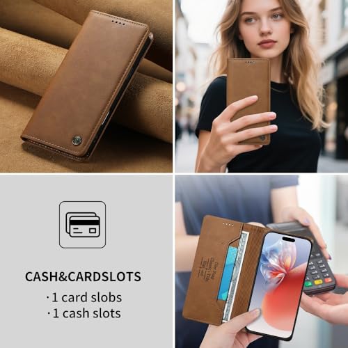 Étui compatible avec Samsung S21 marron clair pour ranger cartes et protéger l'écran - 4