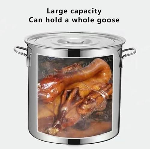 Olla para Pasta - Olla de Acero Inoxidable con Tapa, de Calidad Comercial, Ideal para sopas y cocinas de inducción, vitrocerámica y halógenas.