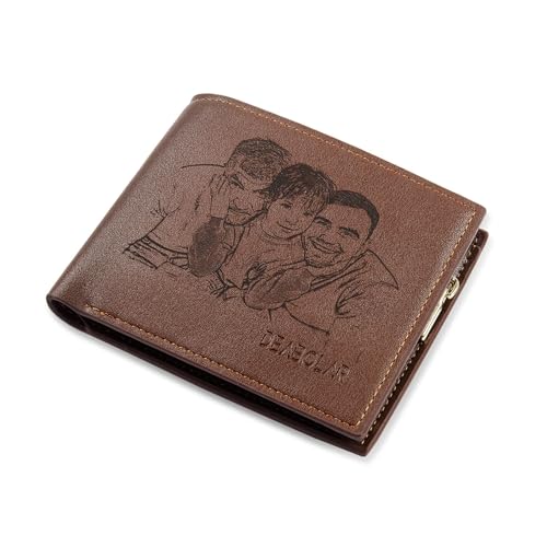 Lovejewelry Customized Wallets for Men Engraved Leather Photo Wallet for Dad Son (style 8) Medium Men Wallet - Main Image