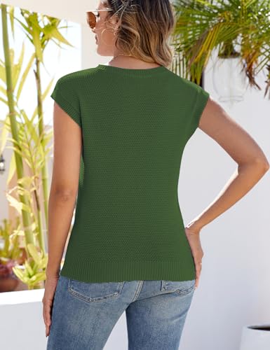 Image of CiCiBird Women Summer Cap Sleeve Sweaters Knit Crew Neck Pullover Tank Tops 2025 Casual Trendy Shirt