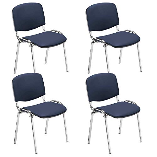 Silla de visitante ISO 4L-CR con base cromada y asiento de piel
