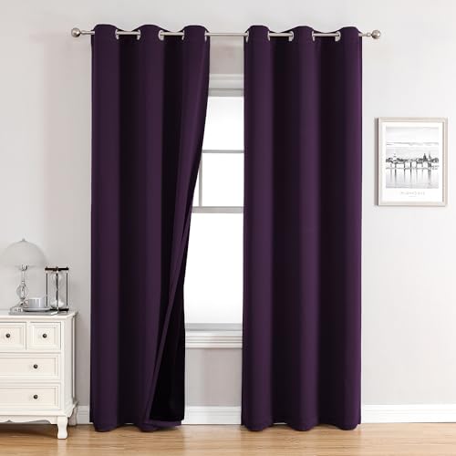 ChrisDowa 100% Blackout Curtains for Bedroom 84 Inches Long 2 Panels Set