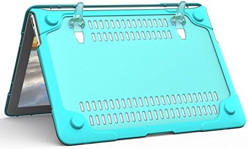Batianda Heavy Duty Case for Old MacBook Air 13 inch 2017 2015 Model A1466/A1369, Ergonomic Foldable Kickstand (Holds 22lbs) Matte Translucent Shockproof Protective Cover & Keyboard Protector, Blue