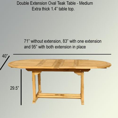 Grade-A Teak Outdoor Dining Set-95"X40" 9 Pieces | Oval Double Extension Table & 8 Java Arm Chairs & Umbrella | Wooden Outdoor Seating for Garden Fine Sanded, Natural Finish