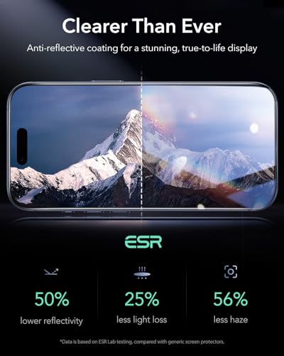 ESR 3 Pack 9H+ Glass for iPhone 17 Pro Screen Protector, [Military-Grade Shatterproof], with AR Anti-Reflective Technology, Armorite Ultra-Tough Tempered Glass with Ultra Fit Tray - Thumbnail 6