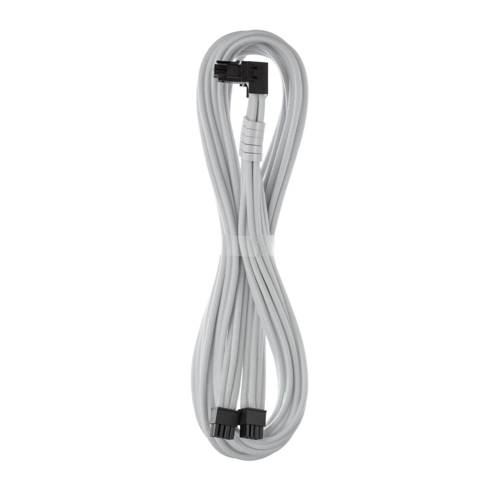 CableMod C-Series Pro ModFlex Sleeved 12V-2x6 12VHPWR 90° StealthSense PCIe Cable for Corsair Type 5 RMX Shift - Variant A (White, 90° 16-pin to Dual 8-pin, 65cm)