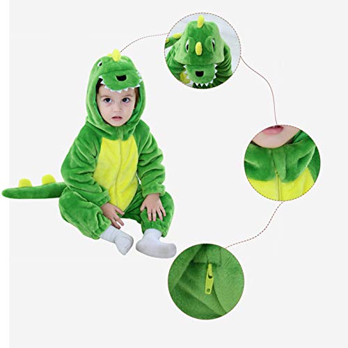 Baby Dinosaur Jumpsuit for Infant Toddler Boys Girls Flannel Animal Baby Romper Halloween 𝐏ajamas with Tail2